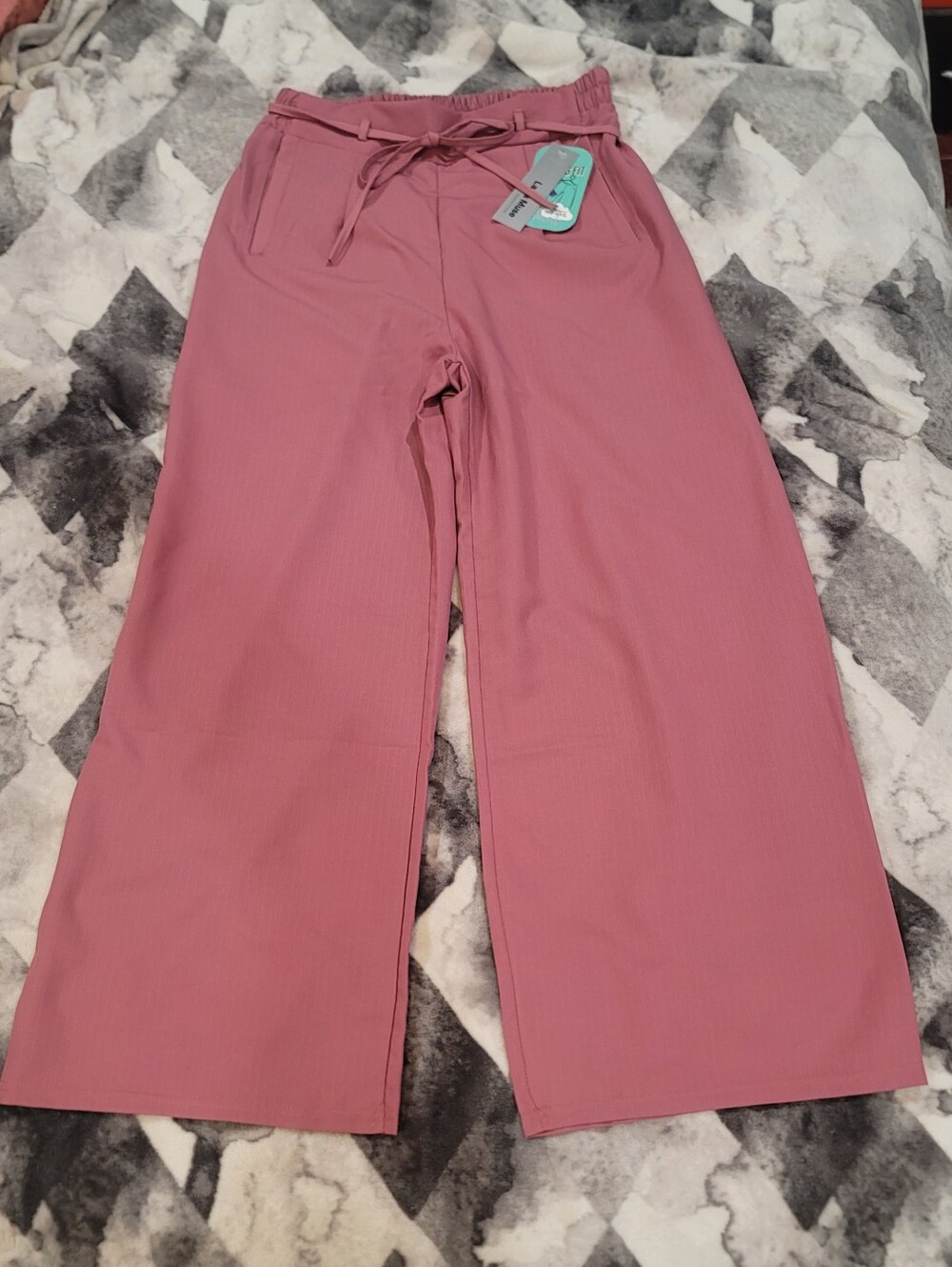 Wide Leg Drawstring Pants in Dusty Rose - Women